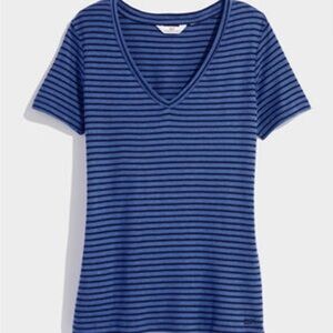 vineyard vines striped v neck t shirt L sailor chic
